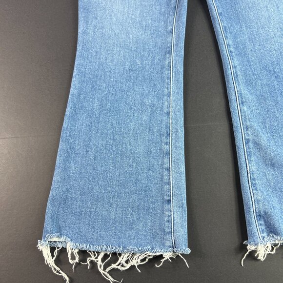Paige Jeans Women 34x27* Claudine High Rise Crop Flare Blue Raw Hem Denim Tag 32 - Picture 6 of 16